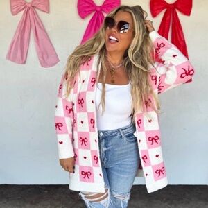 Blakeley Pink and White Checkered Bow Cloud Cardigan
Valentine’s Day